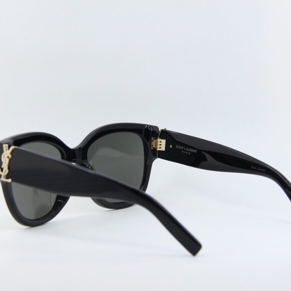 Saint Laurent SLM95/F 001 Sunglasses Black Cat Eye Frame, Dark Grey Lenses - Picture 8 of 14